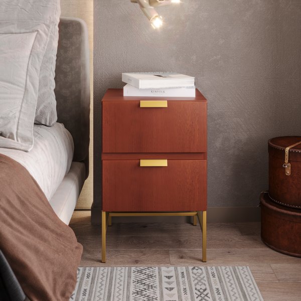 mesa de cabeceira com base em metal e mdf madeira 1