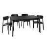 conjunto mesa portugal cadeira ebano couro preto 3