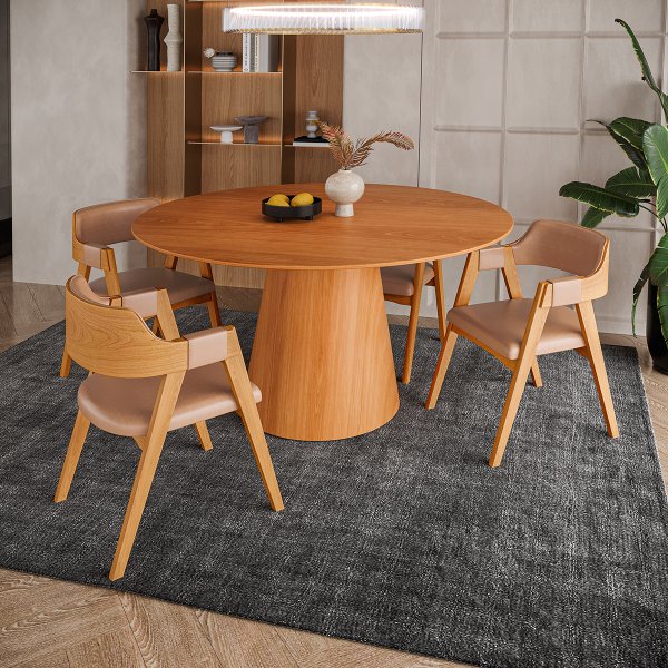 mesa 130 com cadeira paris natural com 4 cadeiras 2