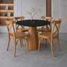 01 mesa de jantar redonda 100x100x77 naltural preto 4 cadeiras 1